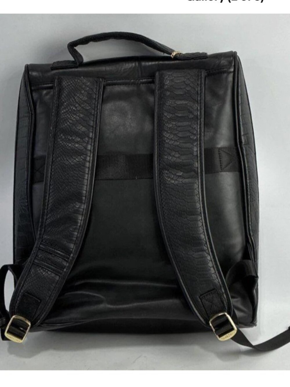 Tote and Carry Black Statement Weekender Backpack Croc Embossed Faux Leather - Picture 2 of 6
